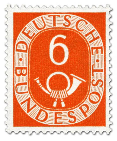 Stamp: Posthorn 6 Pfennige