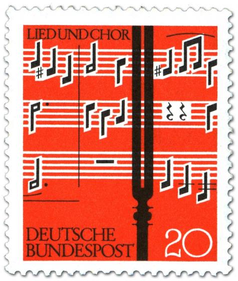 Stamp: Noten und Stimmgabel (Lied und Chor)