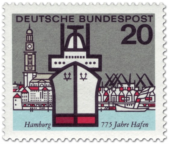 Stamp: Hamburger Hafen (Schiff und Michel)