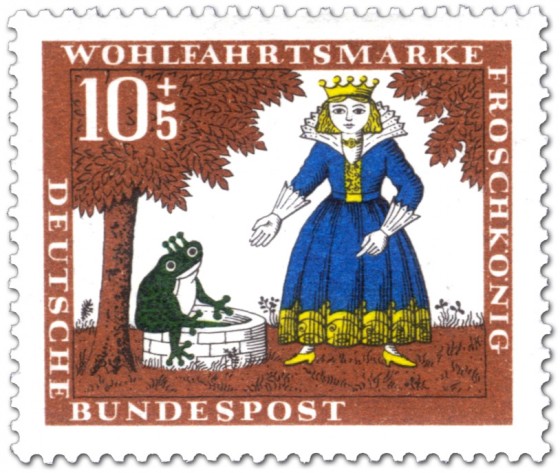 Stamp: Froschkönig: Frosch am Brunnen mit Prinzessin