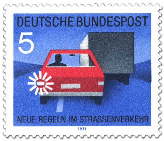 Stamp: Auto fahren: Blinken vor dem Überholen