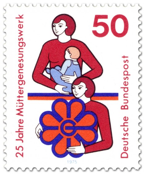 Stamp: Mutter mit Kind und Frau mit Müttergenesungswerk-Logo