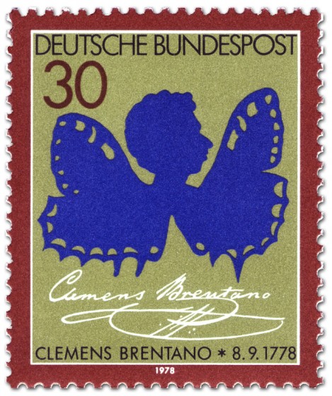 Stamp: Clemens Bretano als Schmetterling (Scherenschnitt)