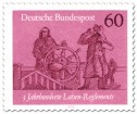 Stamp: Steuermann am Ruder mit Lotse