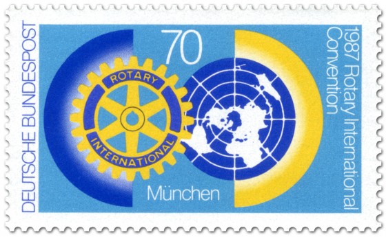 Stamp: Rotary-Club Logo und Weltkugel