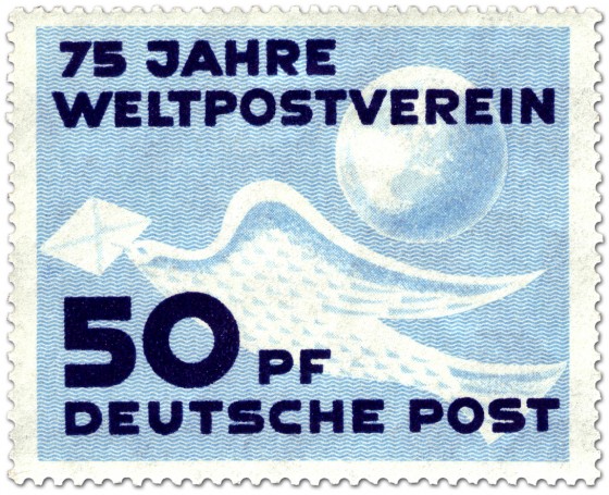 Stamp: Brieftaube, 75 Jahre Weltpostverein